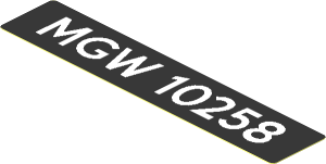 Sticker  0.7 x  3.7 with White "MGW 10258" on Black Background