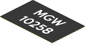 Sticker  1.7 x  2.7 with White "MGW 10258" on Black Background