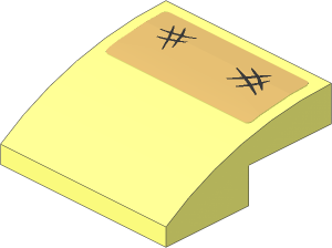 Slope Brick Curved  2 x  2 x  0.667 with Two Black Hashes on Tan Background Sticker