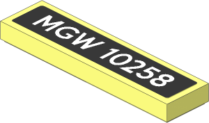 Tile  1 x  4 with White "MGW 10258" on Black Background Sticker