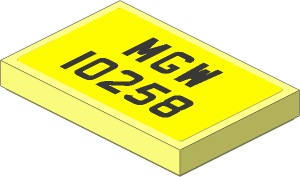 Tile  2 x  3 with Black "MGW 10258" on Yellow Background Sticker