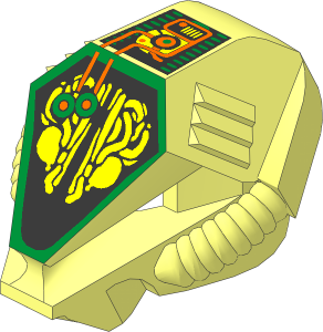 Minifig Helmet with Hexagonal Top and Gold Alien Pattern
