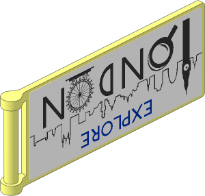 Flag  8 x  3 with Rod with "EXPLORE LONDON" and Biscuits Right Model Stickers