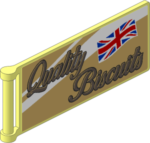 Flag  8 x  3 with Rod with "Quality Biscuits" and United Kingdom Flag Left Model Stickers