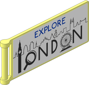 Flag  8 x  3 with Rod with "EXPLORE LONDON" and Biscuits Left Model Stickers