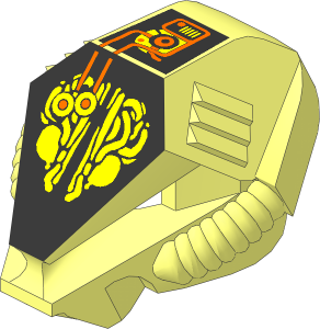 Minifig Helmet with Hexagonal Top and Silver Alien Pattern