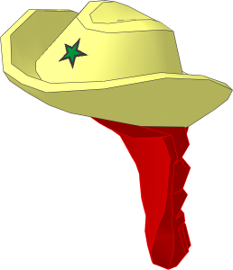 Minifig Hat Cowboy with Medium Nougat Hair in Braid and Sheriff Star Pattern