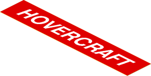 Sticker  1.1 x  5.9 with White "HOVERCRAFT" on Red Background