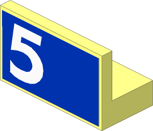 Panel  1 x  2 x  1 with White Number "5" Left Sticker