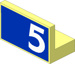 Panel  1 x  2 x  1 with White Number "5" Right Sticker