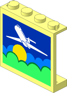 Panel  1 x  4 x  3 with Airplane above Sun and Clouds Sticker