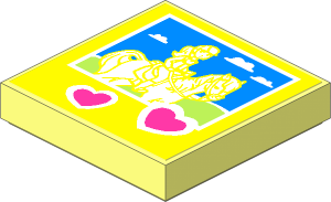 Tile  2 x  2 with Hearts and Friends Horse and Rider Sticker