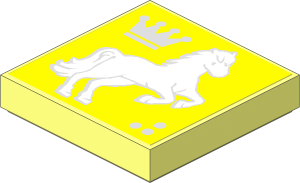 Tile  2 x  2 with Crown and White Rearing Horse on Purple Background Facing Right Sticker