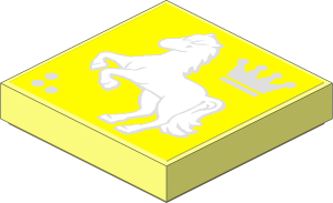 Tile  2 x  2 with Crown and White Rearing Horse on Purple Background Facing Left Sticker
