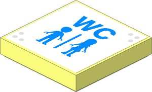 Tile  2 x  2 with "WC" and Male and Female Friends Minifigures Silhouettes Sticker