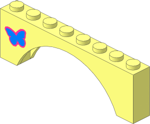 Arch  1 x  8 x  2 with Medium Blue Butterfly Left Sticker