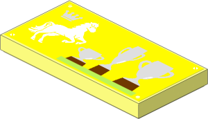 Tile  2 x  4 with Crown, Rearing Horse and Three Trophies Sticker