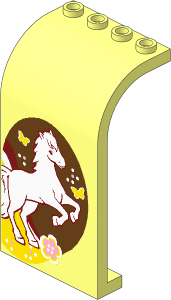 Panel  3 x  4 x  6 with White Horse, Flower and Butterflies Right Sticker