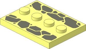 Plate  3 x  4 with 4 Studs in Centre with Dark Bluish Grey Cobblestones Pattern