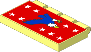 Hinge Tile  2 x  4 with Blue Eagle Sticker