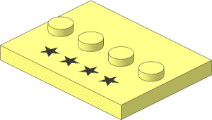 Plate  3 x  4 with 4 Studs in Centre with 4 Metallic Silver Stars Pattern