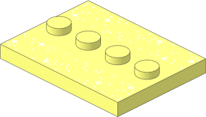 Plate  3 x  4 with 4 Studs in Centre with White Dots and Sparkle / Stars Pattern
