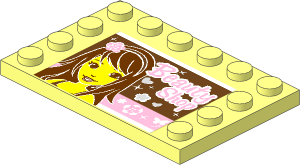 Plate  4 x  6 with 12 Studs on Three Edges with Girl and "Beauty Shop" Sticker