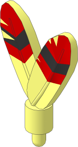 Minifig Feathers with Pin and Red Tip with Black Stripe Pattern