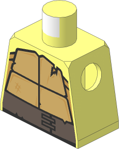 Minifig Torso with Tan and Dark Tan Turtle Shell with Dark Brown Belt and Crack Pattern