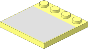 Plate  4 x  4 with 4 Studs on One Edge with Chrome Silver Mirror Sticker