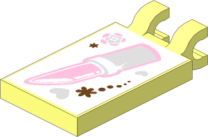 Tile  2 x  3 with Clips Horizontal (Thick U-Clips) with Heart, Lipstick and Flower Sticker