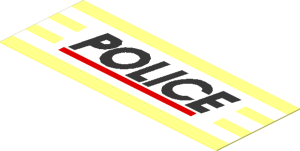Sticker  1.0 x  2.6 with Black "POLICE", Red Line and White Stripes