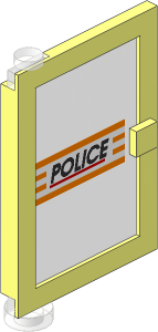 Door  1 x  4 x  5 Left with Trans Clear Glass with Black "POLICE", Red Line and White Stripes Sticker