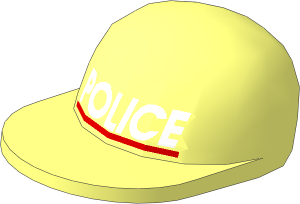 Minifig Cap with Long Flat Peak with White "POLICE" and Red Line Pattern