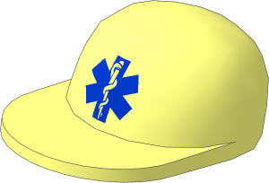 Minifig Cap with Long Flat Peak with Blue EMT Star of Life Pattern