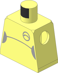 Minifig Torso with Light Bluish Grey Half Circles on Sides, Curved Line and Access Port Pattern