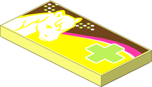 Tile  2 x  4 with White Horse Head and Lime Cross Sticker
