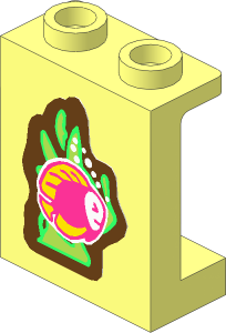 Panel  1 x  2 x  2 Reinforced with Dark Pink Fish with Yellow Fins Sticker