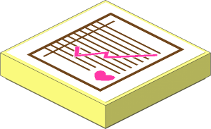 Tile  2 x  2 with Dark Pink Heart and Medical Chart Sticker