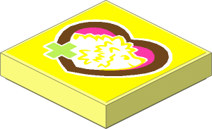 Tile  2 x  2 with Lime Cross and Hedgehog in Medium Azure Heart Sticker