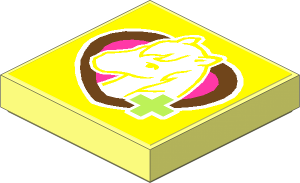 Tile  2 x  2 with Lime Cross and Horse Head in Medium Azure Heart Sticker