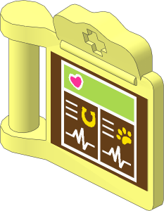 Figure Friends Medical Clipboard with Pink Heart, Yellow Horseshoe, Paw Print and White Heart Monitor Lines Sticker