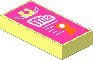 Tile  1 x  2 with Horseshoe, "Mia" and Award Ribbon Sticker