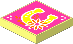 Tile  2 x  2 with Horseshoe and Flower Sticker