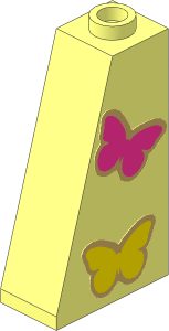 Slope Brick 75  2 x  1 x  3 with Hollow Stud with Two Butterflies Sticker