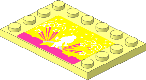 Plate  4 x  6 with 12 Studs on Three Edges with Stars and White Female Singer Silhouette Sticker