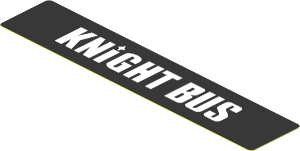 Sticker  0.7 x  3.7 with White "KNIGHT BUS" on Black Background