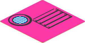 Sticker  1.7 x  1.7 with Lamp and Grille and Medium Lilac Background