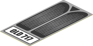 Sticker  3.7 x  1.7 with Car Radiator and Black "OLD 717" License Plate