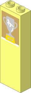 Brick  1 x  2 x  5 with Trophy Cup with White Horse Sticker